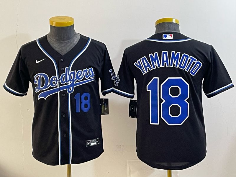 Youth Nike 2026 Los Angeles Dodgers #18 Yamamoto Black Game MLB Jersey 076